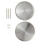 Components of 2-Tier Lazy Susan Spice Rack Organizer for Cabinet and Pantry, Stainless Steel, 10.5 Inch Diameter, shown disassembled