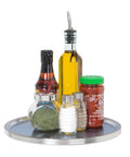 Stainless Steel Lazy Susan Turntable Organizer for Pantry and Countertop, single tier, holding spices and bottles, 10.5 inch diameter