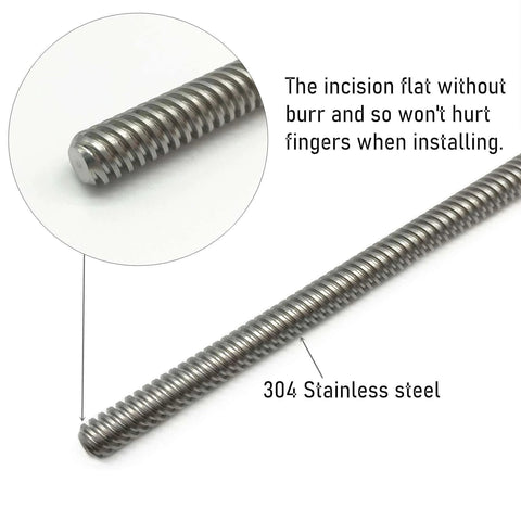 ✝️ 2pcs 300mm（11.81 inches）tr8x8 lead screw with t8 brass nut stainless steel close-up for lcd dlp sla 3d printer z axis and cnc machine