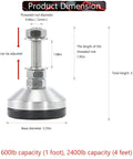 Heavy Duty Adjustable Leveling Feet For Shelving And Machinery Stainless Steel 2400 Lb Capacity M12 Thread 2.33 In Base Diagram