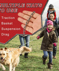 Family using 304 Stainless Steel Link Chain, 5/64in-33ft, Small Hanging Chain Link for pet walking outdoors; includes traction, basket, suspension.