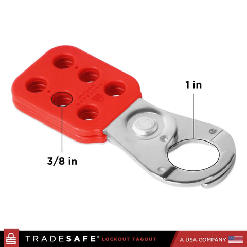 Stainless Steel Lockout Hasp With Nylon Handle For Group Lockout LOTO Tamper Proof And Impact Resistant 1 Inch Jaw - 6 openings