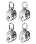 4pcs M15 Double Pulley Block, Stainless Steel Swivel Rigging Lifting Wheel Fixed Pulley, shown front view