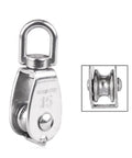 4-Pack Stainless Steel Wire Rope Crane Pulley Block M15 Crane Rotary Hook Single Pulley Block Suspension Line Traction Wheel(4pcs)