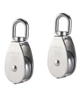 2Pcs 304 Stainless Steel M15 Silver Single Pulley Block Wire Rope Hanging Wire Towing Wheel for marine and industrial use