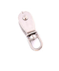 Stainless Steel M15 Wheel Swivel Pulley Block Heavy Duty Steel Single Wheel Swivel Lifting Rope Pulley for Wire Rope, top view.