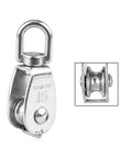 10Pcs 304 Stainless Steel M15 Pulley Steel Wire Pulley Swivel Hook Single Wheel Swivel Lifting Rope Pulley Block for Wire Rope