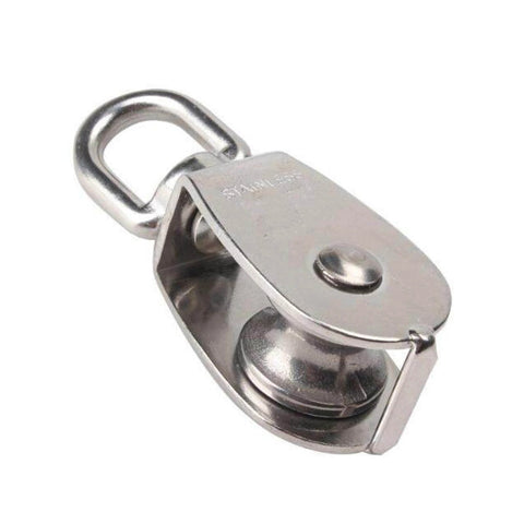 10Pcs 304 Stainless Steel M15 Pulley Steel Wire Pulley Swivel Hook Single Wheel Swivel Lifting Rope Pulley Block for Wire Rope