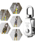 4-Pack Stainless Steel Wire Rope Crane Pulley Block M15 Crane Rotary Hook Single Pulley Block Suspension Line Traction Wheel(4pcs)