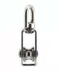 Front view of 2-Pack M15 Single Pulley Block Stainless Steel Heavy Duty Hardware Single Wheel Swivel Rigging Lifting Wheel