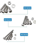 850 Piece Stainless Steel Nuts and Bolts Set M2 M3 M4 Hex Machine Screws Assortment Kit With Wrench For Electronics Projects