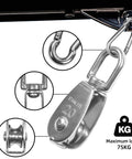 10 Pcs M20 Single Pulley Block 304 Stainless Steel M20 Pulleys for Rope, Small Single Pulley with 10Pcs Spring Snap Hook