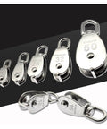 Stainless Steel Pulley M20 Single Wheel Swivel Lifting Rope Pulley Set Lifting Wheel Tools(M20), various sizes shown