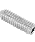 Stainless steel M4 x 12mm hex spring ball plunger screw, close-up