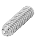 Stainless steel M4 x 12mm hex spring ball plunger screw with smooth spring loaded ball action, for jigs and fixtures