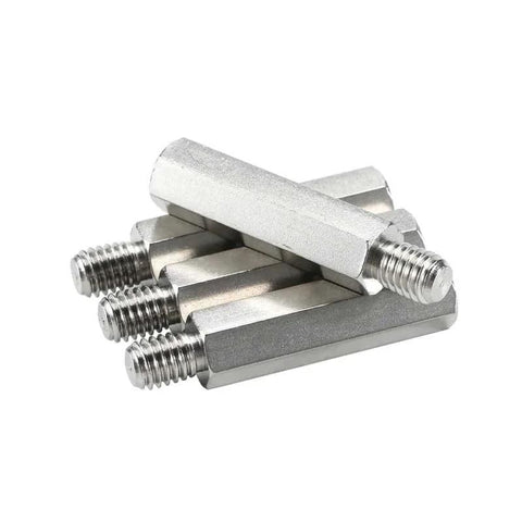 Stainless Steel M5 Standoff Screws 20mm With 8mm Hex Spacers For PCBs 5Pcs, showing stack of screws and hexagonal spacer ends