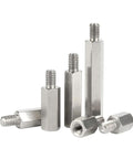 Stainless Steel M5 Standoff Screws 20mm With 8mm Hex Spacers For PCBs 5Pcs, showcasing various angles and assembly options.