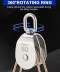 M50 Double Pulley Block Set - 304 Stainless Steel Pack of 2 | Heavy Duty Double Pulleys for Efficient Lifting with 360° rotating ring