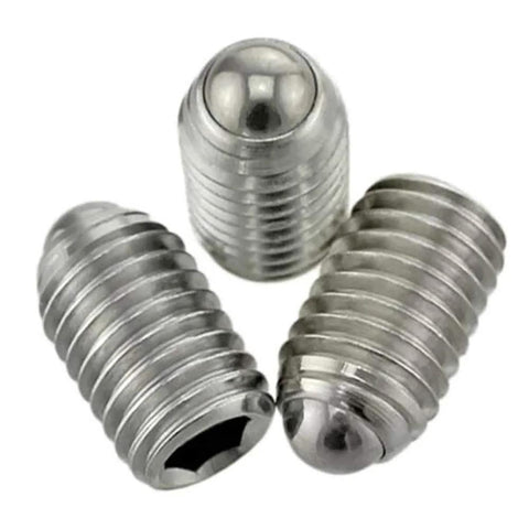 Stainless Steel M5 X 12mm Hex Socket Spring Ball Point Grub Screws 0.8mm Pitch SUS304, corrosion resistant, close-up view.
