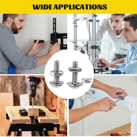 358 Pcs Machine Screws and Nuts Assortment Kit with #6-32 #8-32 #10-24 Phillips Pan Head Bolts used in various repair applications.