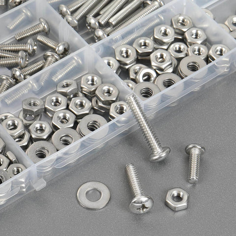 351 Pcs Machine Screws Nuts and Bolts Assortment Kit with #6-32 #8-32 #10-24 Phillips Pan Head in organized case.
