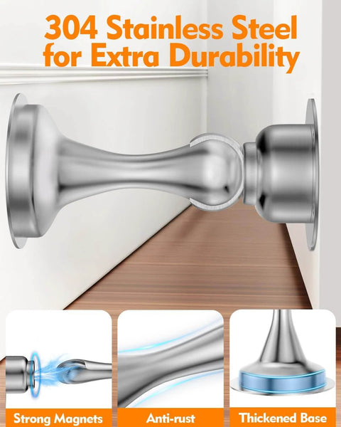 2-Pack Door Stoppers Magnetic Door Catch, Stainless Steel Magnetic Door Stop, strong magnets, anti-rust, thickened base