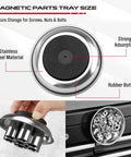 Six piece telescoping magnetic pickup tools set offers extendable reach and versatile magnet grab for DIY repairs shown with magnetic parts tray.