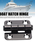Front view of AKLOSIPY stainless steel butt hinge, 316 marine grade, 38mm x 38mm, black finish with four screw holes