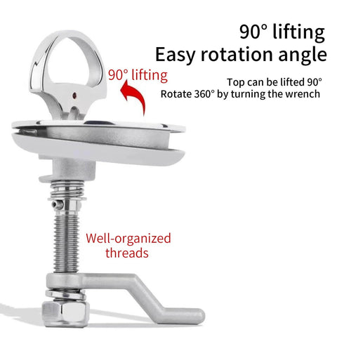 Side view of 2 Inch Stainless Steel Marine Cam Latch For Boat Hatch Lock, showing 90-degree lifting and rotation, corrosion-resistant 316 stainless steel construction for harsh marine environments.