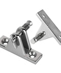 Front-angled view: pair of stainless steel quick-release boat deck hatch hinge pins, 60mm length
