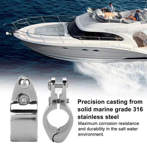 Tomotato 2-piece stainless steel boat hinged upper jaw slide hardware, 316 marine grade fittings for yacht rail installation