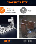 Heavy Duty Stainless Steel Motorcycle Wheel Chock Stand With Anti Rust Finish comparison with rusted metal.