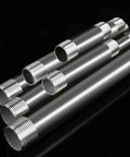 304 Stainless Steel Nipple Pipe Fitting One Half Inch NPT Male To One Half Inch NPT Male Thread Four Inch Length Pack Of 2 Corrosion Resistant Plumbing Fittings For Water Gas Oil And Fluid Systems, showing multiple threaded connectors.