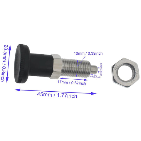 Push Fit Ball Nose Spring Plunger Heavy Duty Stainless Steel 304 Non Locking Spring Return Knob Plunger M10 Thread Indexing Plunger