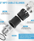 Built Tough Stainless Steel Waterproof Cable Gland IP68 Rated For Outdoor Use, Adjustable Gland Fits Six To Twelve Millimeter Cables