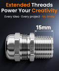 Side view of Two Pack One Half Inch NPT 304 Stainless Steel Cable Gland Waterproof IP68 Metal Strain Relief Cord Grip