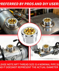 Three Eighths Inch NPT Stainless Steel 304 Female Weld Bung Mounting Fitting installed on various metal surfaces