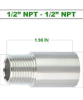 2 Pcs Stainless Steel Pipe Fittings Half Inch NPT Male To Half Inch NPT Female Threaded 2 Inch Nipple Cast Pipe 304 Stainless Steel