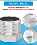 Stainless Steel Reducer Bushing One Inch Male NPT To Three Quarter Inch Female NPT Reducing Pipe Fitting Pack Of Two detail view