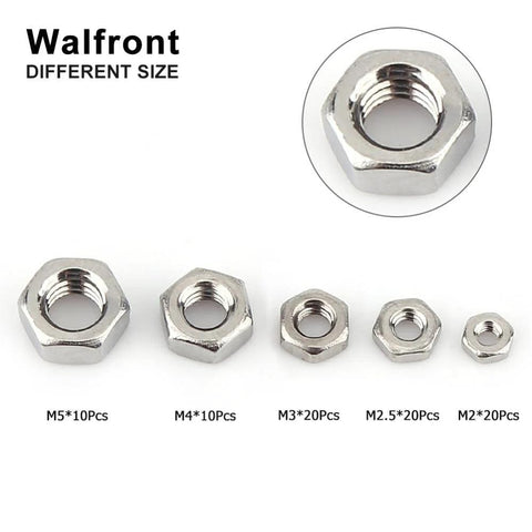 Assorted nuts from 304 Grade Stainless Steel Screw And Nut Kit With 160 Pieces M2 M2.5 M3 M4 M5 Assortment