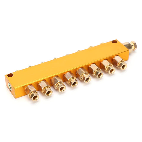 Stainless Steel Oil Distributor With 1 Inlet And 8 Outlets, Adjustable Tubing Piston Separator for CNC Machining, 6mm main and 4mm branch ports