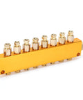 Stainless Steel Oil Distributor With 1 Inlet And 8 Outlets for CNC machining, showing adjustable tubing piston separator, yellow design.