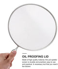 Person holding a 1pc Stainless Steel Explosion-proof Oil Screen Cover Cooking Oil Filter Strainer Pan Cover.