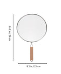1pc Stainless Steel Explosion-proof Oil Screen Cover Cooking Oil Filter Strainer Pan Cover with wooden handle