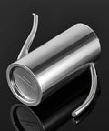 Premium Stainless Steel Olive Oil Dispenser For Precision Pouring And Pro Grade Kitchen Style Leakproof Cruet With Ergonomic One Piece Body Long Narrow Spout And Arc Handle 24 Ounce 700 Milliliters SUS304 18 10 Construction By KSENDALO, side view