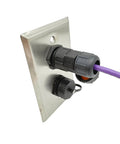 Built Tough Outdoor Ethernet Wall Plate With Dual Waterproof RJ45 CAT6 Jacks For Patios And Workshops, Stainless Steel Wall Outlet with IP68 Coupler installed