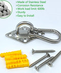 Eight Pcs 304 Stainless Steel Pad Eye Hooks And Eight Pcs Snap Hooks Set with visible screws and installation anchors