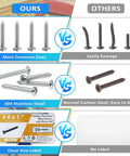 Comparison of 100 Pcs #6 x 1 Inch Pan Head Wood Screws Made from 304 Stainless Steel featuring clear labeling and durability.