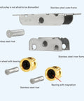 Sliding Patio Door Rollers 4 Set Assembly Replacement For Sliding Glass Doors U Type Easy Installation Stainless Steel Roller Wheels