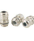 Three Stainless Steel PG7 Waterproof Cable Glands 3.0 To 6.5 Millimeter, Thread OD 12 Millimeter, Thread Length 7 Millimeter